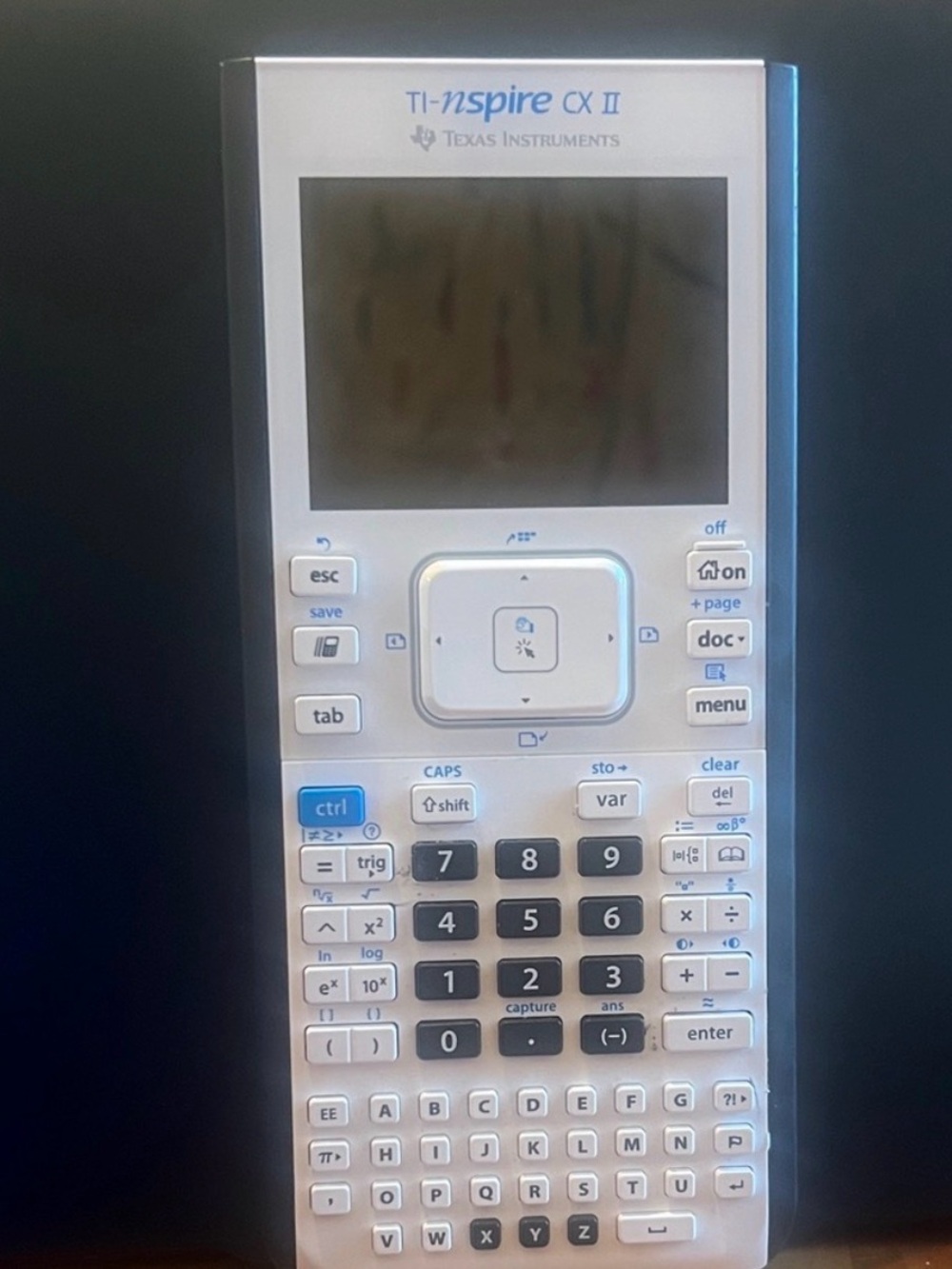 Texas Instruments White TI-Nspire CX II Graphing Calculator with Blue Accents